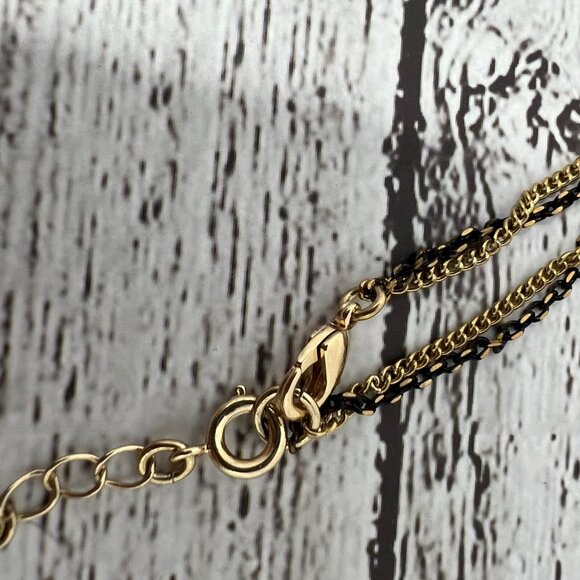 Premier Designs Necklace Black Gold Tone‎ Chains Gold Tone Pendant with Tassel - Picture 5 of 8